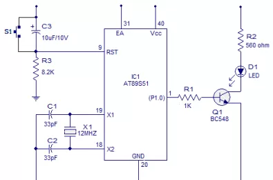 Điều khiển LED đơn dùng 8051